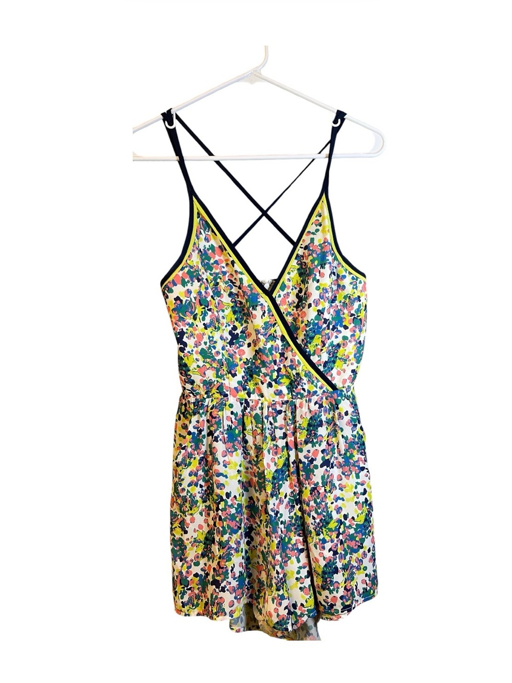 Adelyn Rae Wrap Front Spaghetti Strap Romper - Multicolor - Picture 4 of 4